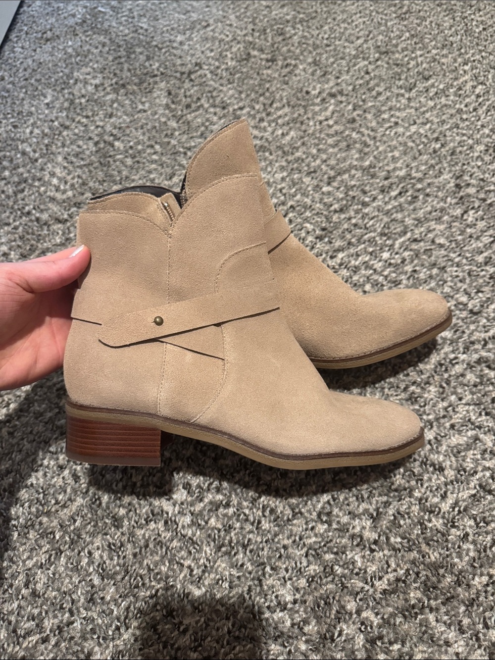 Cole Haan Tan Suede Ankle Booties Water Resistant Size 8 1/2 B